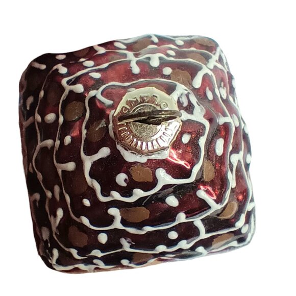 Chocolate Cupcake Glass  Christmas Ornament Marked Poland Drizzle Pastry EUC - Picture 7 of 11